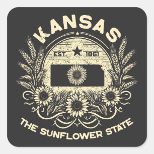 Adesivo Quadrado Kansas The Sunflower State