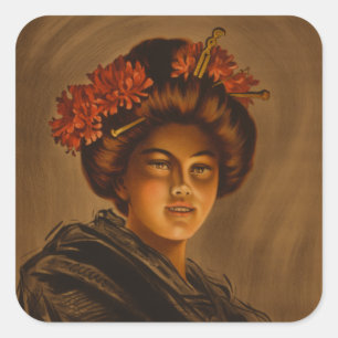 Adesivo Quadrado Karama: Atriz japonesa Romance Geisha