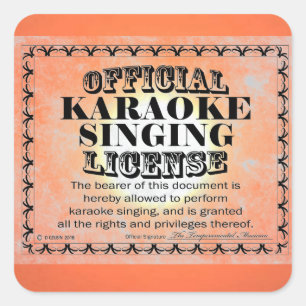 Adesivo Quadrado Karaoke Singing License Square Sticker