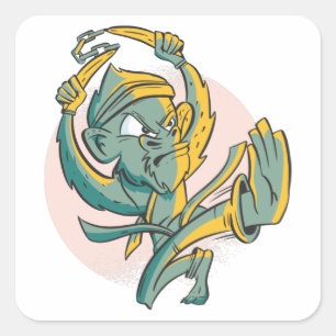 Adesivo Quadrado Karate Monkey