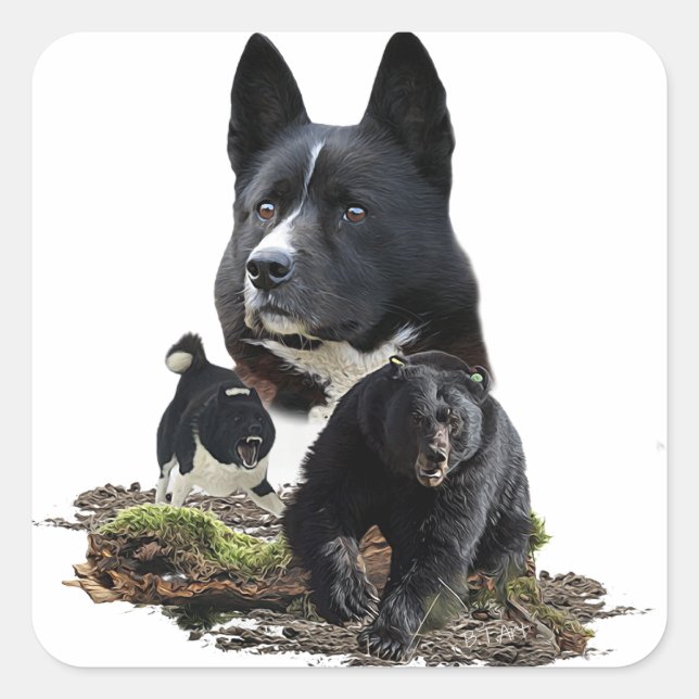 Adesivo Quadrado Karelian Bear Dog Sticker (Frente)