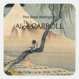 Adesivo Quadrado Katsushika Hokusai - Menino Vivendo o Monte Fuji