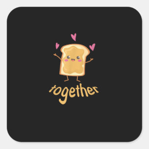 Adesivo Quadrado Kawaii Casal Correspondente Manteiga de Amendoim G