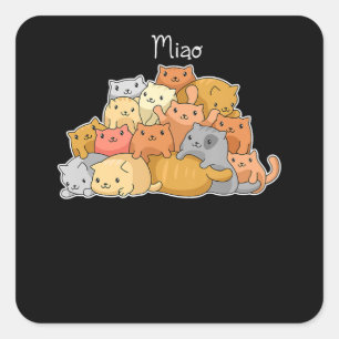 Adesivo Quadrado Kawaii Cat Animes Japoneses Amantes E Cosplay