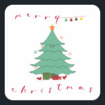 Adesivo Quadrado Kawaii Christmas Sticker<br><div class="desc">Árvore de Natal Kawaii | um adesivo de Natal bonito para você. Use-o para decorar suas cartas,  convites de Natal,  presentes,  ou faça o que quiser. Tenha um belo dia,  meu amigo!</div>