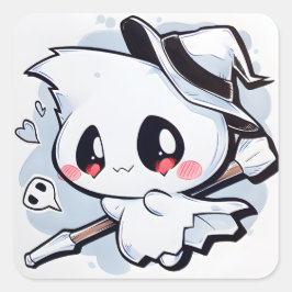 Adesivo Quadrado Kawaii Ghost 01