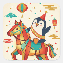 Adesivo Quadrado Kawaii Lunar Parade | Year of the Horse