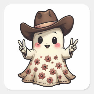 Adesivo Quadrado Kawaii, o pastel japonês Ghost Halloween