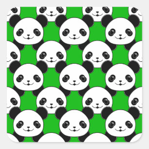 Adesivo Quadrado Kawaii Panda Bear Pattern