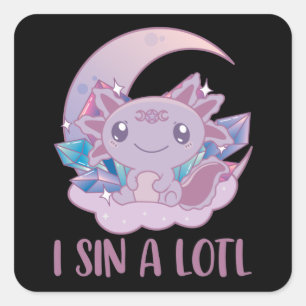 Adesivo Quadrado Kawaii Pastel Cores Gótico Gótico Axolotl