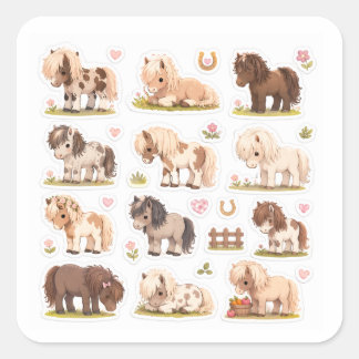 Adesivo Quadrado kawaii pony stickers sheet