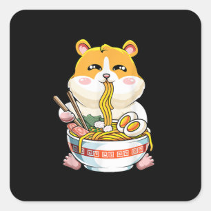 Adesivo Quadrado Kawaii Ramen Cute Hamster