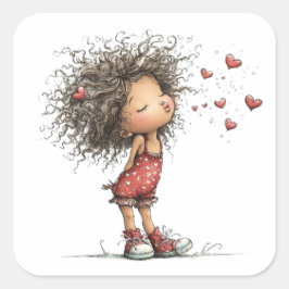 Adesivo Quadrado Kawaii Valentine Character 3 Inch Sticker – Cute L