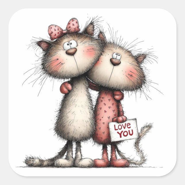 Adesivo Quadrado Kawaii Valentine Character 3 Inch Sticker – Cute L (Frente)