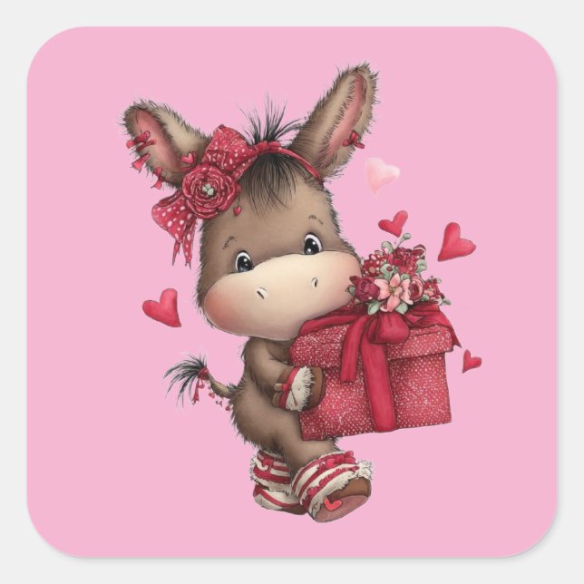 Adesivo Quadrado Kawaii Valentine Character 3 Inch Sticker – Cute L (Frente)