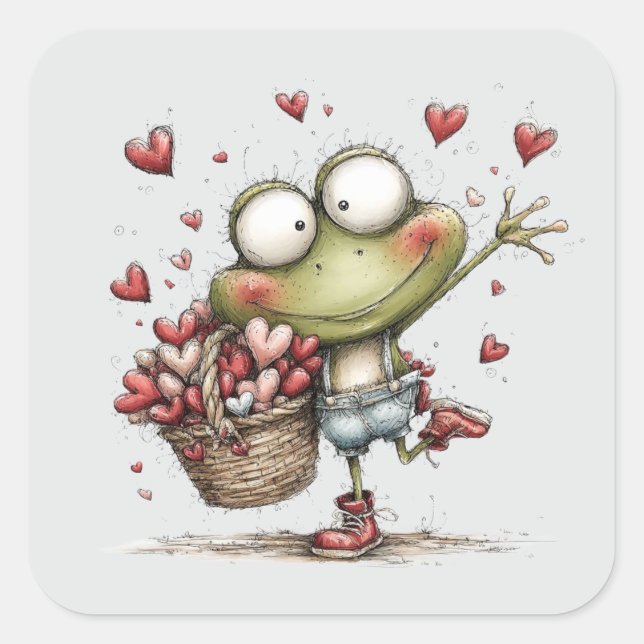 Adesivo Quadrado Kawaii Valentine Character 3 Inch Sticker – Cute L (Frente)