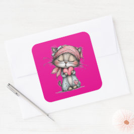 Adesivo Quadrado Kawaii Valentine Character 3 Inch Sticker – Cute L