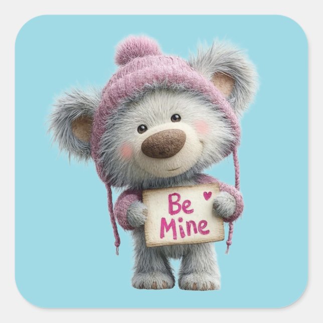 Adesivo Quadrado Kawaii Valentine Character 3 Inch Sticker – Cute L (Frente)