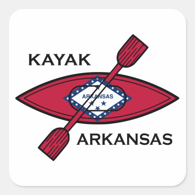 Adesivo Quadrado Kayak Arkansas Flag (Frente)