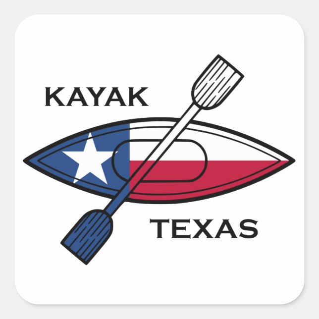 Adesivo Quadrado Kayak Texas Flag (Frente)