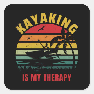 Adesivo Quadrado Kayaking É Minha Terapia Lá Fora Design