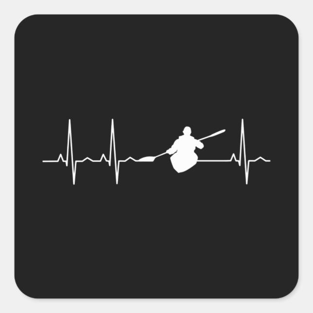 Adesivo Quadrado Kayaking Heartbeat (Frente)