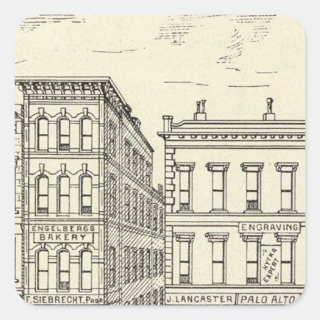 Adesivo Quadrado Kearny, Pine e California East Side (Frente)