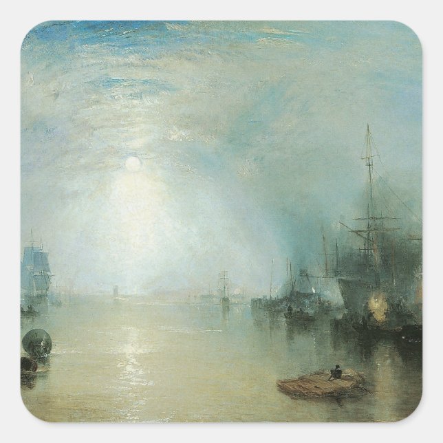 Adesivo Quadrado Keelmen Heaving Coals, Luz de Lua de Joseph Turner (Frente)