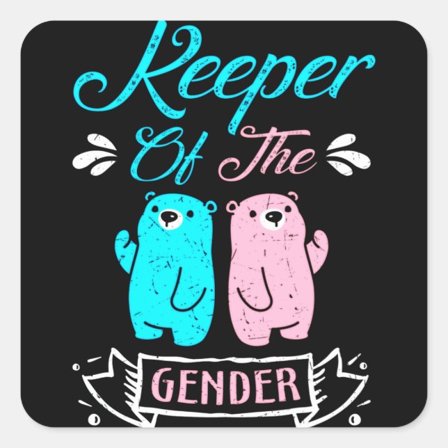 Adesivo Quadrado Keeper of the Gender Pink and Blue Teddy Bear (Frente)