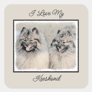 Adesivo Quadrado Keeshond Brothers Painting - Arte Original de Cach