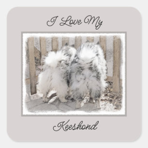Adesivo Quadrado Keeshonds na Pintura de Portão - Arte de Cachorro 