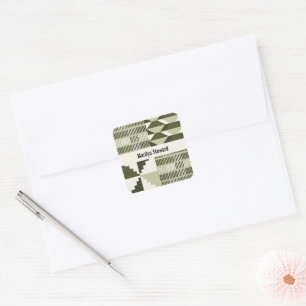 Adesivo Quadrado Kente Block - Azeitona Herança Personalizado