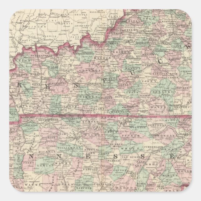 Adesivo Quadrado Kentucky e Tennessee (Frente)