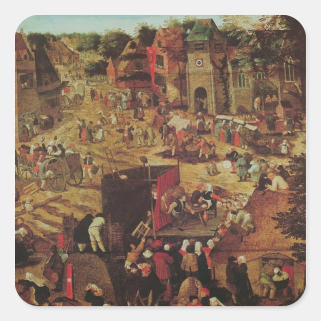 Adesivo Quadrado Kermesse com Teatro e Procissão (Frente)