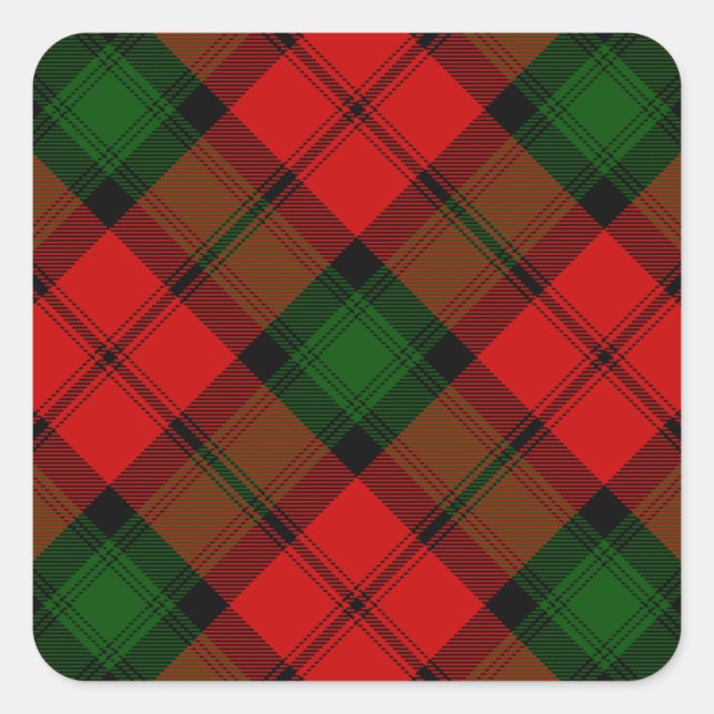 Adesivo Quadrado Kerr tartan green xadrez vermelha (Frente)