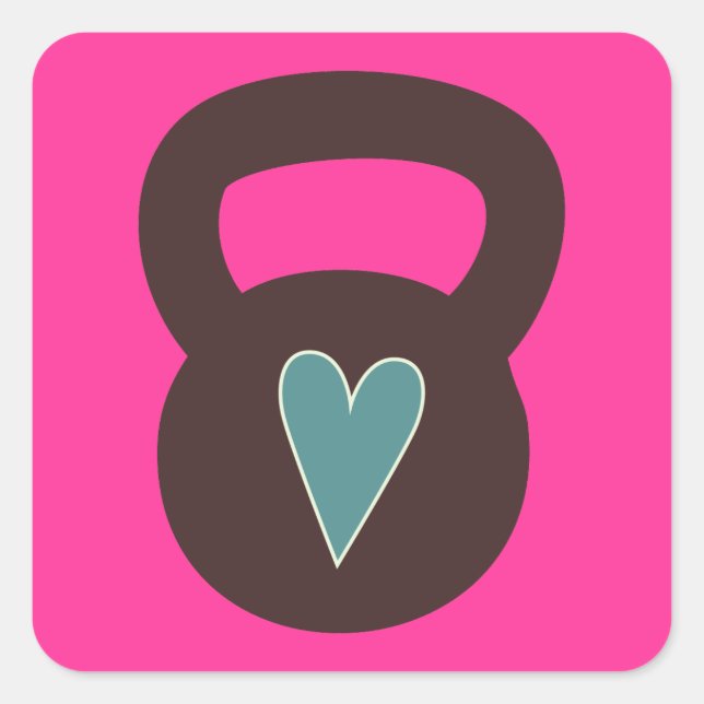 Adesivo Quadrado Kettlebell Com Coração (Frente)