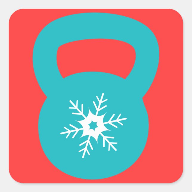Adesivo Quadrado Kettlebell Workout Com Floco De Neve (Frente)