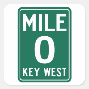 Adesivo Quadrado Key West Milha 0, Flórida EUA