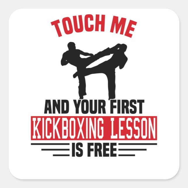 Adesivo Quadrado Kickboxer Artes Marciais do Kickboxer Sparing (Frente)