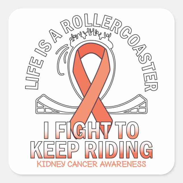 Adesivo Quadrado Kidney cancer awareness orange ribbon (Frente)