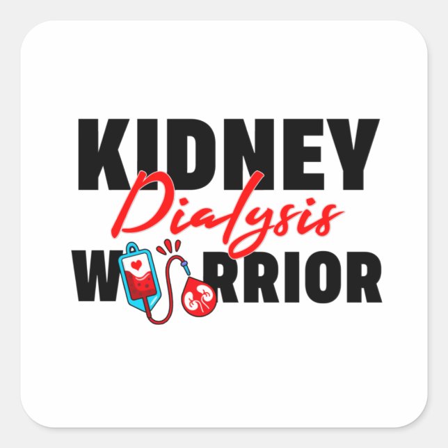 Adesivo Quadrado Kidney Dialysis Warrior Kidney Recipient (Frente)