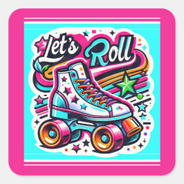 Adesivo Quadrado Kids Retro Roller Party Square Sticker