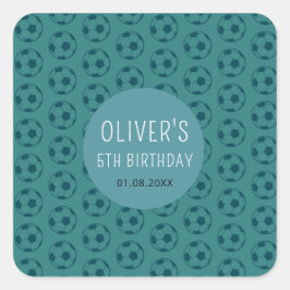 Adesivo Quadrado Kids Soccer Ball Blue Boys Birthday Party
