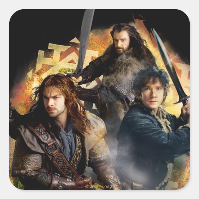 Adesivo Quadrado Kili, BILBO BAGGINS™ E THORIN OAKENSHIELD™ Art (Frente)