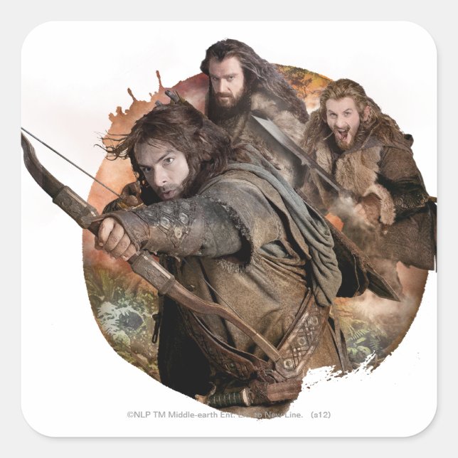 Adesivo Quadrado Kili, THORIN OAKENSHIELD™ e Fili (Frente)