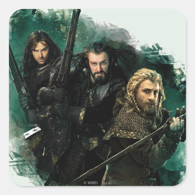 Adesivo Quadrado Kili, THORIN OAKENSHIELD™, & gráfico de Fili (Frente)
