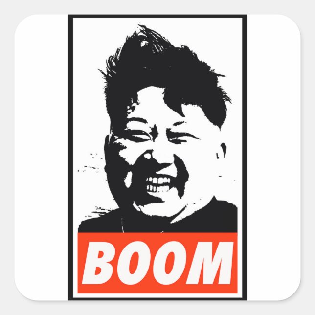 Adesivo Quadrado Kim Jong Un boom (Frente)