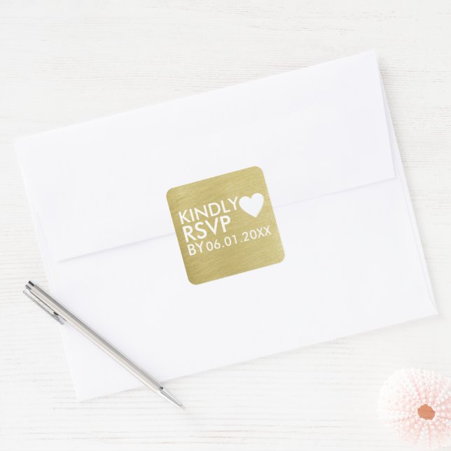 Adesivo Quadrado Kindly RSVP Wedding (Envelope)
