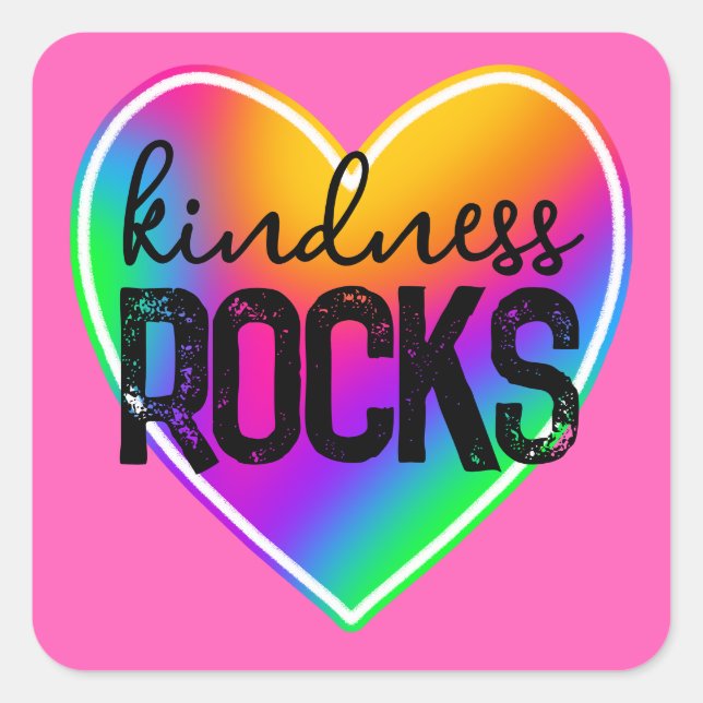 Adesivo Quadrado Kindness Rocks Rainbow (Frente)