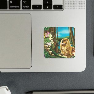 Adesivo Quadrado King Charles Spaniel Sprite Fantasy
